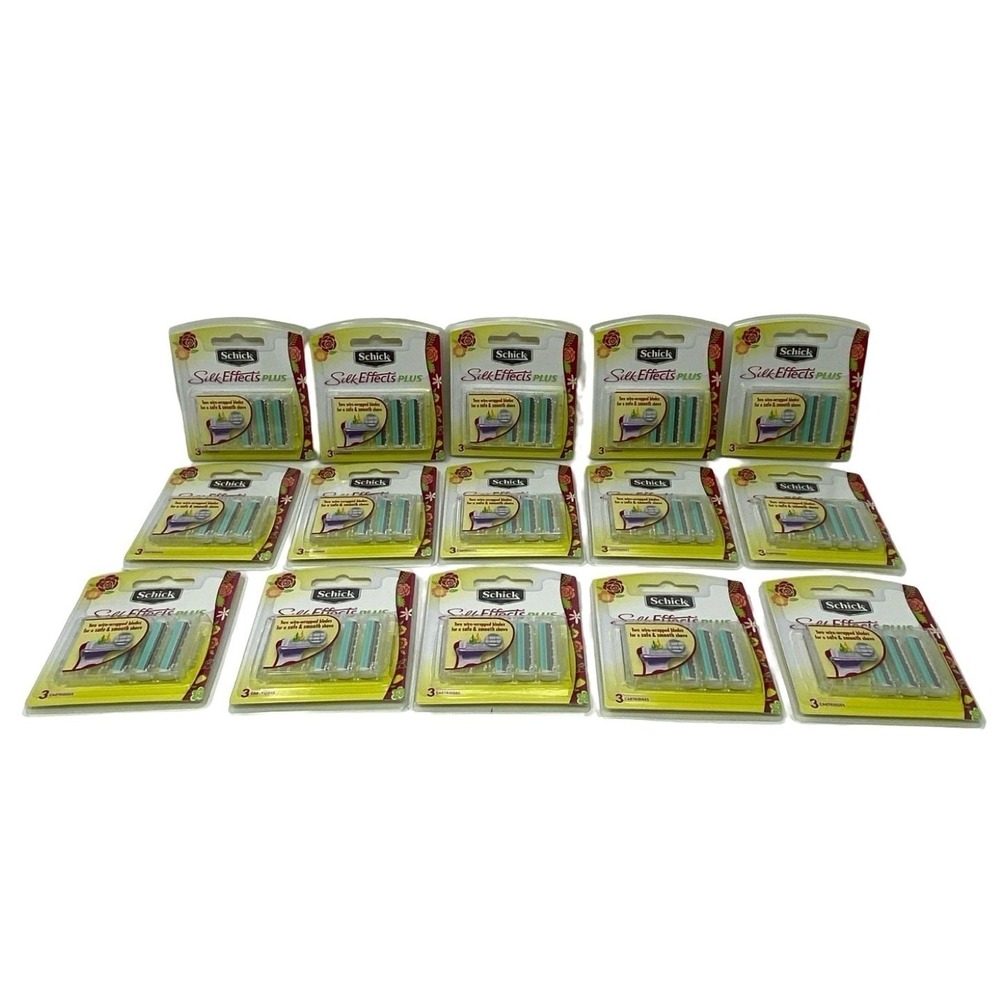45 Schick Silk Effects Plus Razor Blade Refills - SHIPS FROM USA - 15 Packs of 3